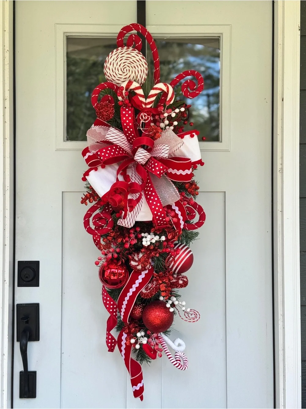 Peppermint Candy Cane Teardrop Wreath